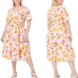 Multicolored Lena Wrap Floral Tie Front Midi Dress for Wedding Guest